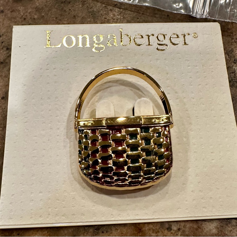 Longaberger Gold Christmas Brooch Elegant Jewelry
